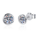 Round Solitaire Studs Earrings, Moissanite Solitaire Studs, Moissanite Silver Earrings