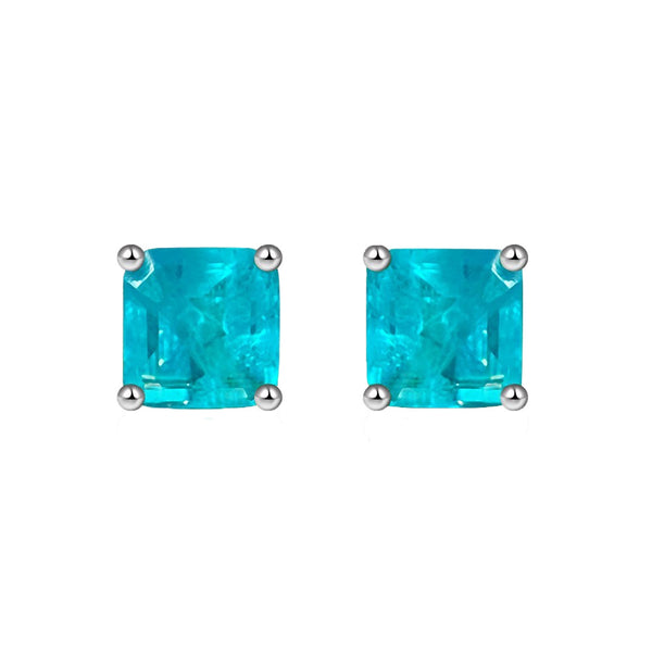 Solitaire Paraiba Tourmaline Stud Earrings