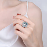 Giant Moissanite Engagement Ring, 10 carat Moissanite Wedding Ring; Giant Flower Statement Rings - RM028
