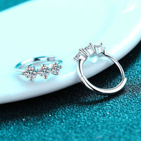 Huggies w/ three Moissanite, Solid Silver Huggie Earrings-EM010