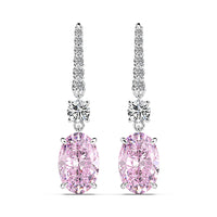 Simulate Diamond Dangle Hook Earrings-Pink