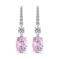 Simulate Diamond Dangle Hook Earrings-Pink
