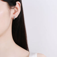 Huggie with Solitaire Moissanite, Solid Silver Earrings-EM009