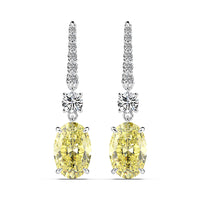 Simulate Diamond Dangle Hook Earrings-Canary Yellow