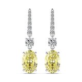 Simulate Diamond Dangle Hook Earrings-Canary Yellow