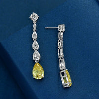 Simulate Diamond Dangle Earrings-Canary Yellow