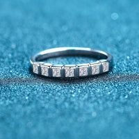 Moissanite Wedding Ring, Princess Cut Diamond Band Ring