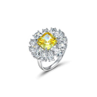 Giant Flower Simulate Diamond Ring-Canary Yellow