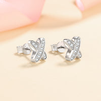 Moissanite Studs Earrings, X shape Moissante Studs-EM019