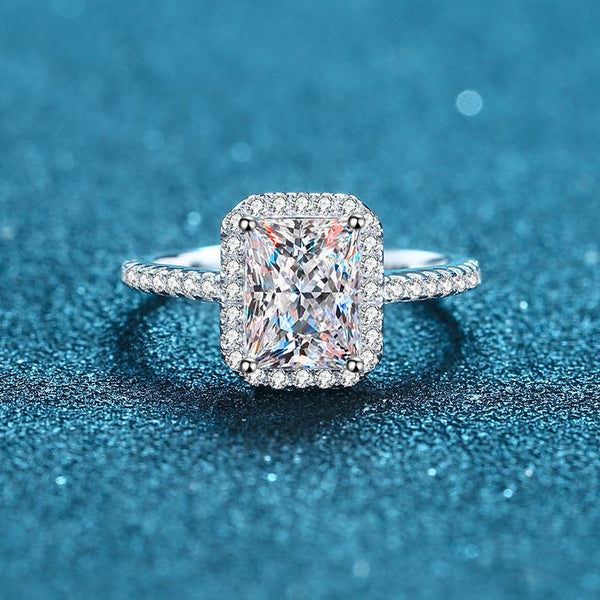 Moissanite Wedding Ring, Radiant Cut Statement Ring