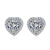 Solitaire Heart Shape Moissanite Studs Earrings - EM020