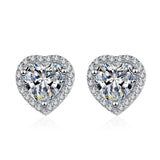 Solitaire Heart Shape Moissanite Studs Earrings - EM020