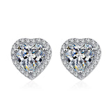 Moissanite Solitaire Heart Shape Studs Earrings