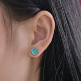 Solitaire Paraiba Tourmaline Stud Earrings