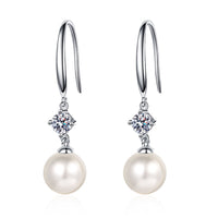 Pearl Moissanite Hook Earrings, Dangle Earrings-EM023