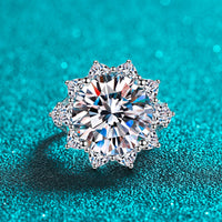 Giant Moissanite Engagement Ring, 10 carat Moissanite Wedding Ring; Giant Flower Statement Rings - RM028