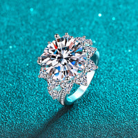 Giant Moissanite Engagement Ring, 10 carat Moissanite Wedding Ring; Giant Flower Statement Rings - RM028