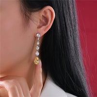 Simulate Diamond Dangle Earrings-Canary Yellow