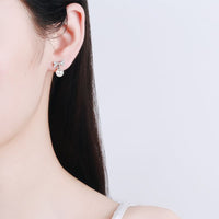 Bow Pearl Studs Earrings, Moissanite Silver Earrings, Pearl Earrings-EM022