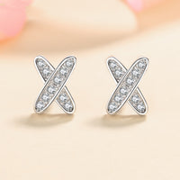 Moissanite Studs Earrings, X shape Moissante Studs