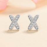 Moissanite Studs Earrings, X shape Moissante Studs-EM019