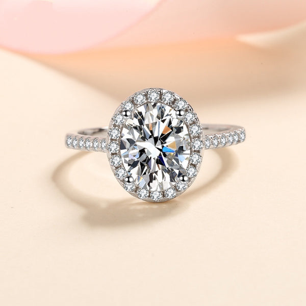 Moissanite Wedding Ring, Oval Cut Statement Ring-RM018