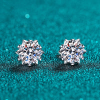 Six Prong Solitaire Studs Moissanite Diamonds Earrings-EM008