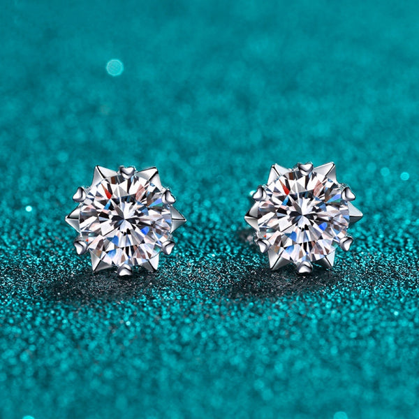 Six Prong Solitaire Studs Moissanite Diamonds Earrings-EM008