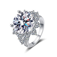 Giant Moissanite Engagement Ring, 10 carat Moissanite Wedding Ring; Giant Flower Statement Rings - RM028