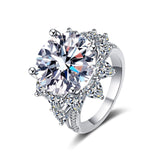 Giant Moissanite Engagement Ring, 10 carat Moissanite Wedding Ring; Giant Flower Statement Rings - RM028