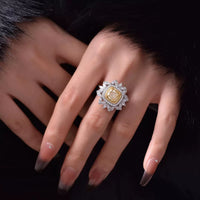 Statement Rings, Cocktail Ring, Canary Cushion Cut Ring