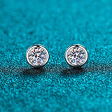Round Solitaire Studs Earrings, Moissanite Solitaire Studs, Moissanite Silver Earrings