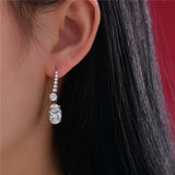 Simulate Diamond Dangle Hook Earrings-Clear