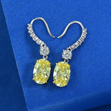 Simulate Diamond Dangle Hook Earrings-Canary Yellow