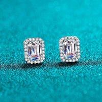 Rectangle Emerald Cut Moissanite Diamonds Stud Earrings