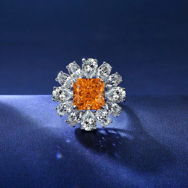 Giant Flower Simulate Diamond Ring-Orange