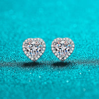 Solitaire Heart Shape Moissanite Studs Earrings - EM020