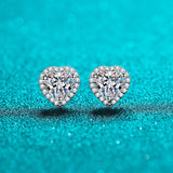 Solitaire Heart Shape Moissanite Studs Earrings - EM020