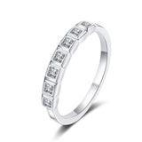 Moissanite Wedding Ring, Princess Cut Diamond Band Ring-RM023