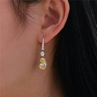 Simulate Diamond Dangle Hook Earrings-Canary Yellow