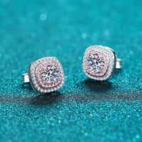 Moissanite Studs Earrings, Pink Moissanite Studs Earrings-EM026