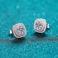 Moissanite Studs Earrings, Pink Moissanite Studs Earrings