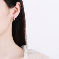 Moissanite Huggies, Solid Silver Diamonds Huggie Earrings - EM018