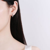 Huggies w/ three Moissanite, Solid Silver Huggie Earrings-EM010