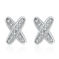 Moissanite Studs Earrings, X shape Moissante Studs-EM019