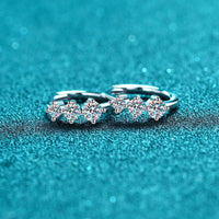 Huggies w/ three Moissanite, Solid Silver Huggie Earrings-EM010