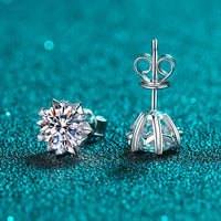 Six Prong Solitaire Studs Moissanite Diamonds Earrings-EM008