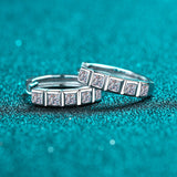 Moissanite Huggies, Solid Silver Diamonds Huggie Earrings - EM018