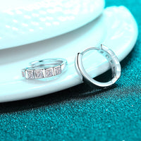 Moissanite Huggies, Solid Silver Diamonds Huggie Earrings - EM018