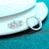 Moissanite Huggies, Solid Silver Diamonds Huggie Earrings - EM018